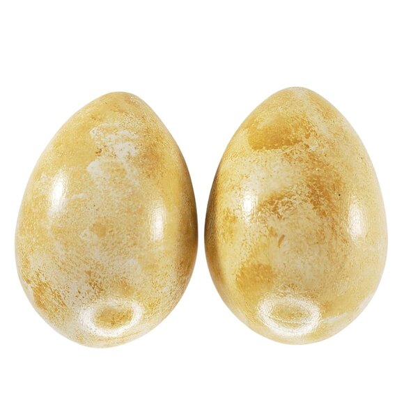 Large Hand-Painted Wood Easter Eggs Set of 2 Holiday Decorations - Picture 2 of 6